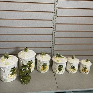 VINTAGE SEARS JAPAN NEIL THE FROG 6 PC. CANSISTER SET‎ With Pitcher! 1979
